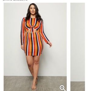 Plus burnt orange striped dress